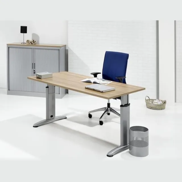 ABC Kantoormeubelen Hoogte verstelbaar bureau T- Poot Work breed 160CM diep 80CM bladkleur Antraciet eiken framekleur Antraciet (Ral 7016) Antraciet (Ral 7016)/Antraciet eiken