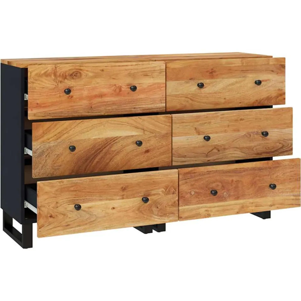 vidaXL Dressoirs 2 st 60x33x75 cm massief acaciahout bruin, foto 4