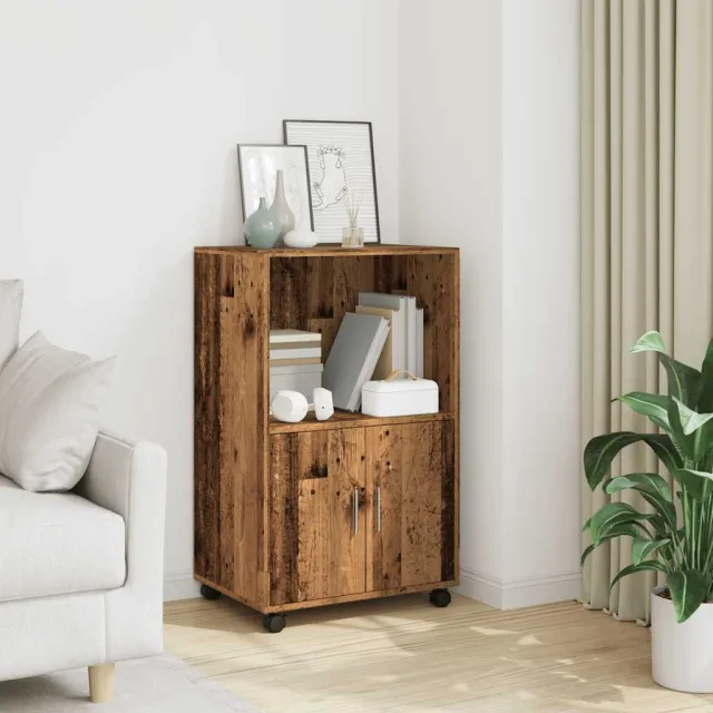 vidaXL Rolkast 55x40x91 cm bewerkt hout bruin eikenkleurig, foto 2