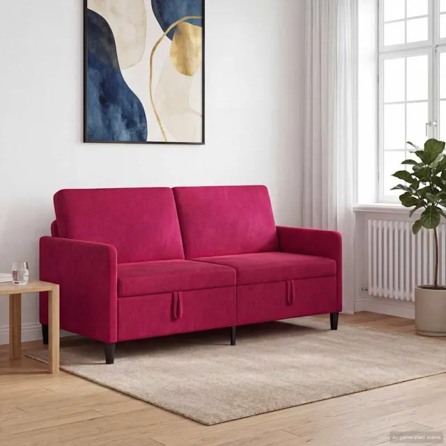 vidaXL Bank met opslag 3-zits Wijnrood 172 x 78 x 87 cm Polyester