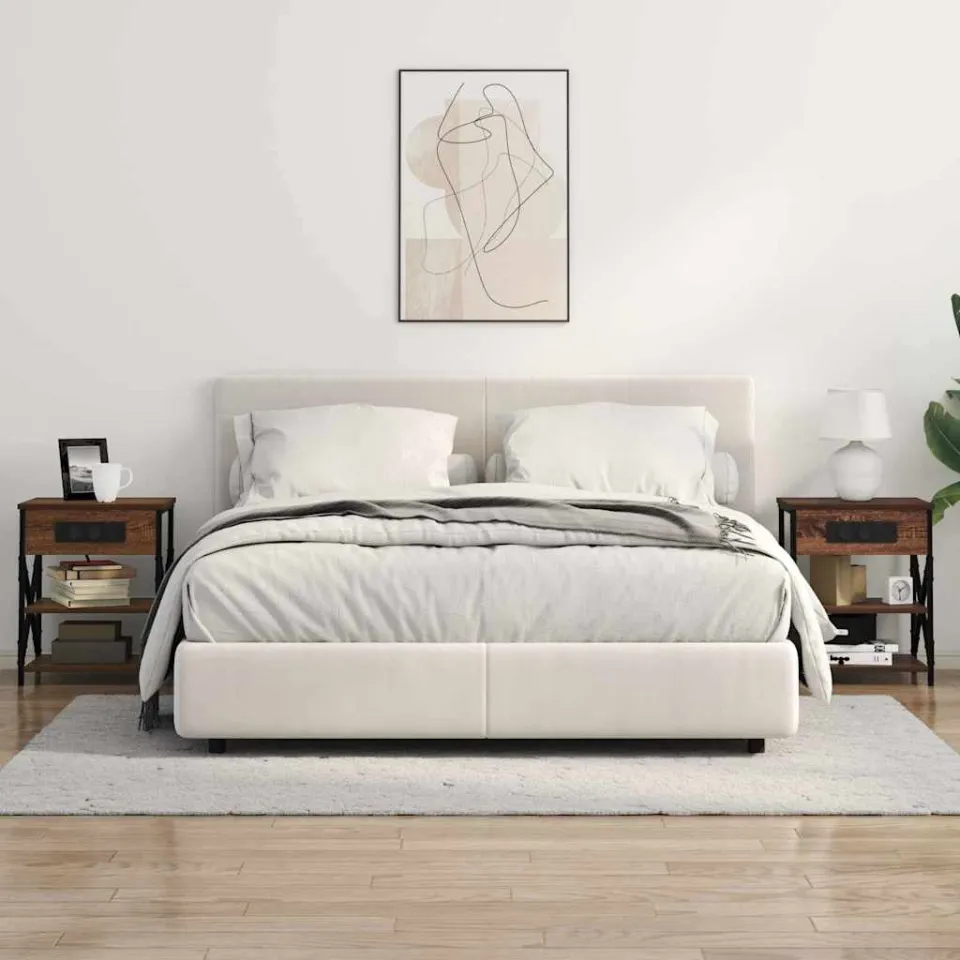 vidaXL Nachtkastje 2 st Bruin Eiken 41 x 31 x 51 cm Bewerkt hout, foto 4