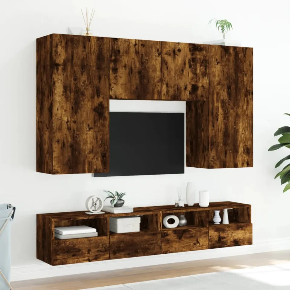 vidaXL Tv-wandmeubel 80x30x30 cm bewerkt hout gerookt eikenkleurig, foto 4