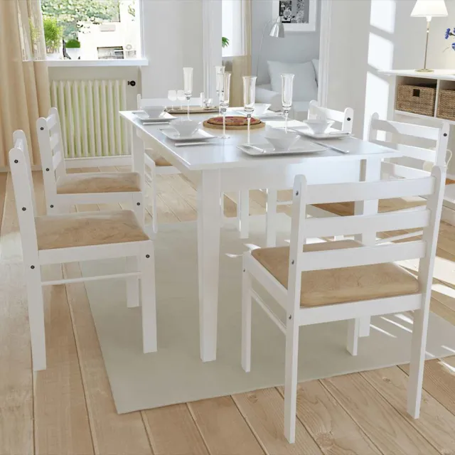 vidaXL Eetkamerstoelen 6 st massief hout en fluweel wit, foto 2