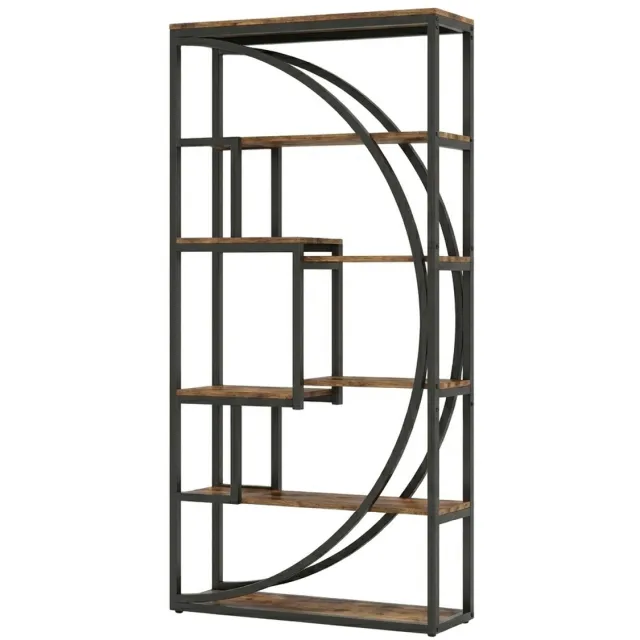 Valtis Boekenkast – 5 Etages – Modern – Displaykast – Opbergkast – Metaal & Hout– 80 x 30 x 179 cm Zwart