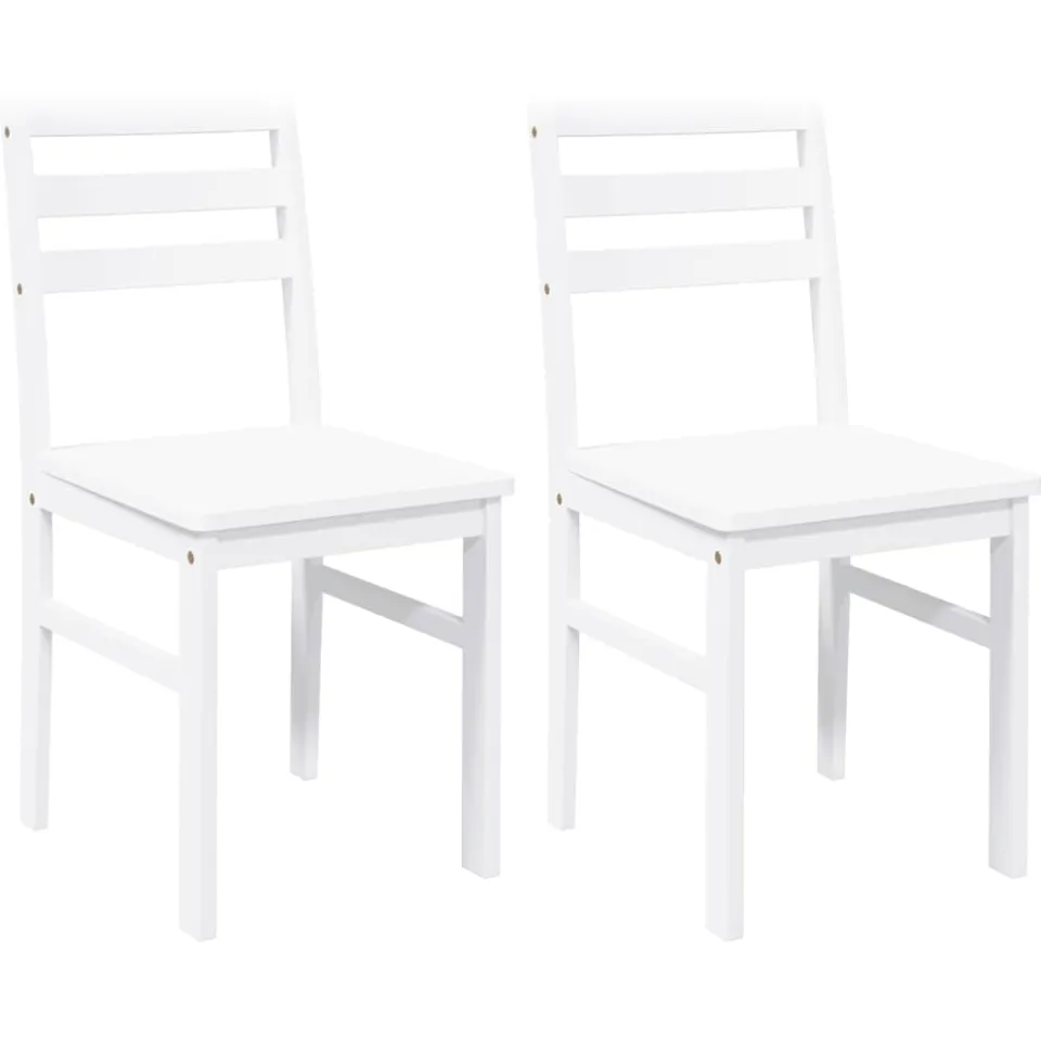 vidaXL Eetkamerstoelen 2 st massief hout rubber wit