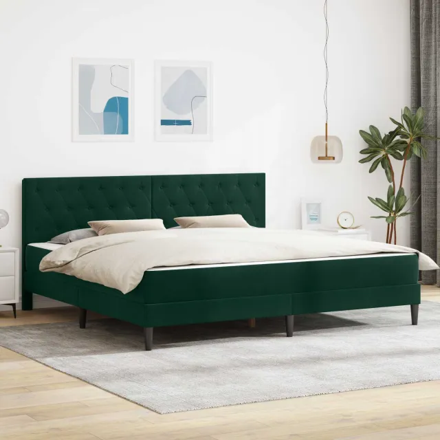 vidaXL Bedframe met matras Donkergroen 180 x 200 cm fluweel