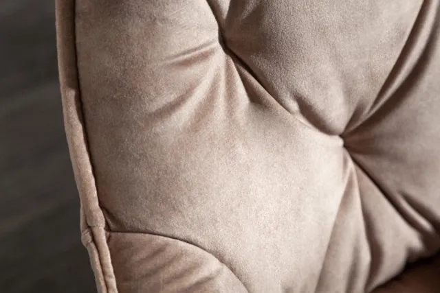 Invicta Interior Design stoel MILANO champagne fluweel met Chesterfield quilting - 41178 Zie omschrijving