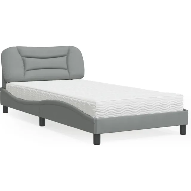 vidaXL Bed met matras "Hvar" stof lichtgrijs 100x200 cm