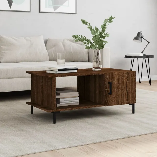 vidaXL Salontafel 90x50x40 cm bewerkt hout bruin eikenkleur, foto 2