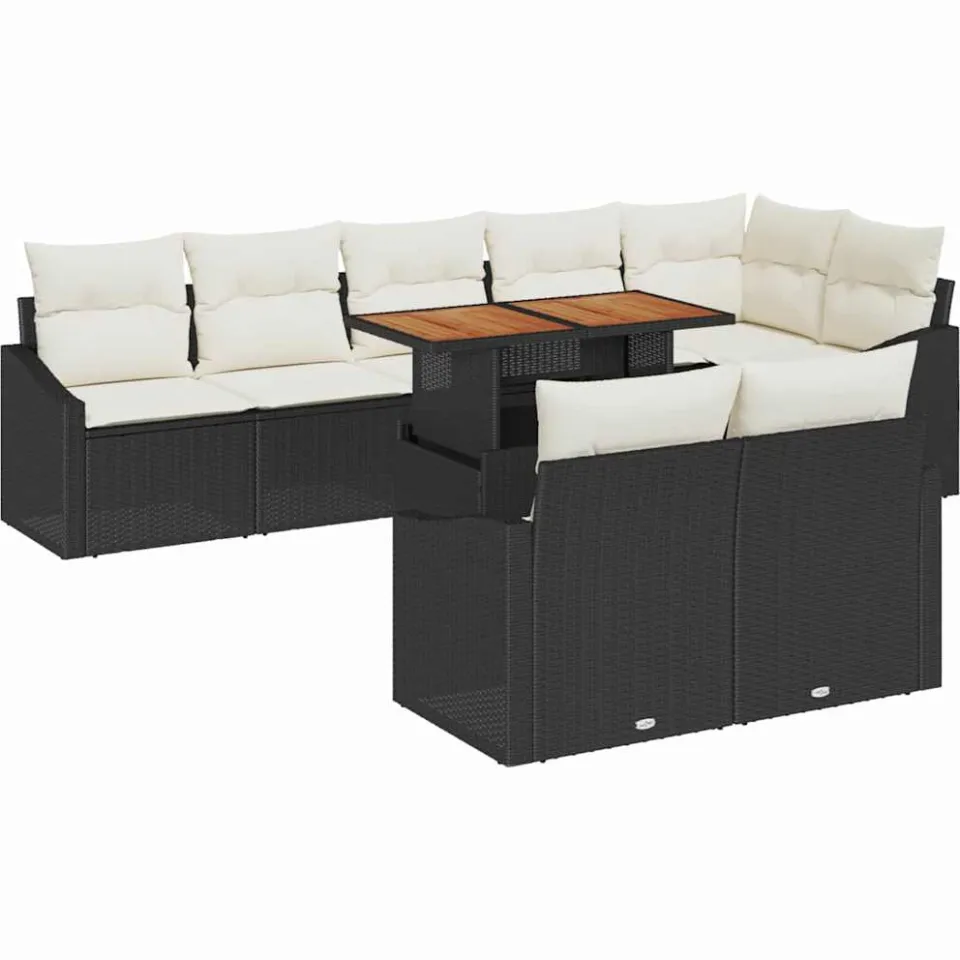 vidaXL Tuin Sofa Set 9 st Zwart Poly riet