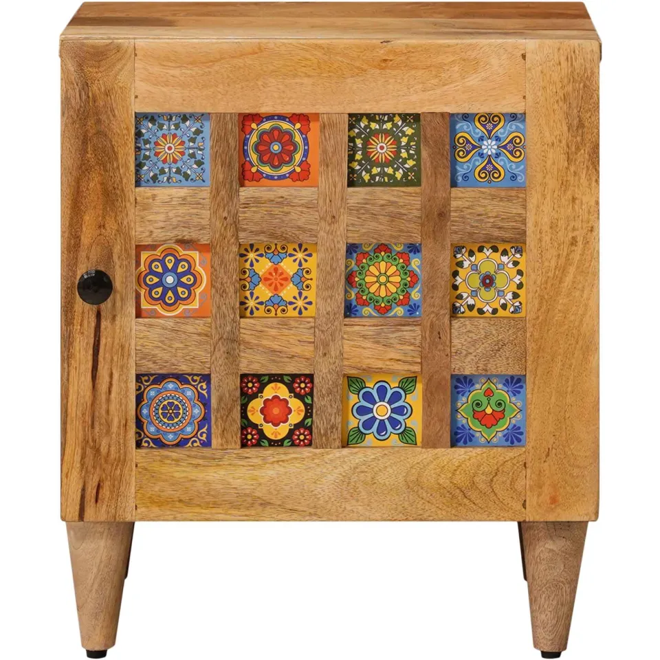 vidaXL Nachtkastje Naturel 40 x 33,5 x 46 cm Massief Mango Hout, foto 3