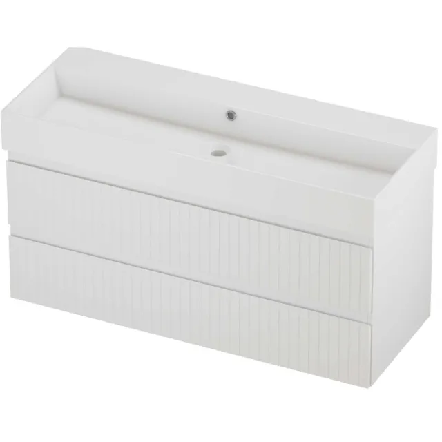 Proline Zara Badmeubelset Porselein Loft Zonder Kraangat Enkel 120x46x65 cm Glans Wit Mat Wit