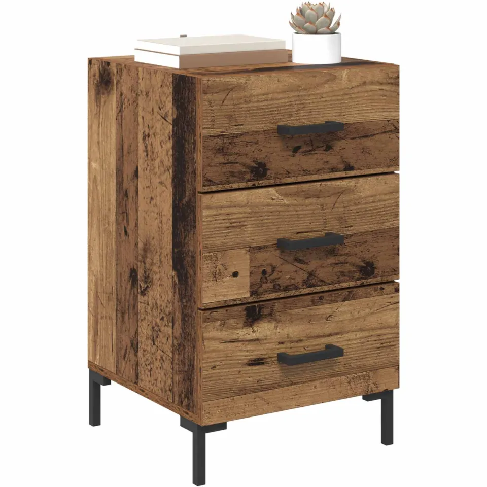 vidaXL Nachtkastje Oudhout 40 x 40 x 66 cm Bewerkt hout Bruin