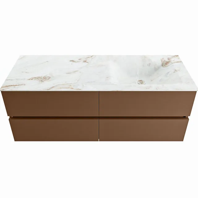 Mondiaz VICA-DLUX 130cm badmeubel onderkast Rust 4 lades. Inbouw wastafel CLOUD rechts zonder kraangat, kleur Frappe.