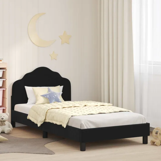vidaXL Bedframe voor kinderen met hoofdbord Zwart 80 x 200 cm Fluweel