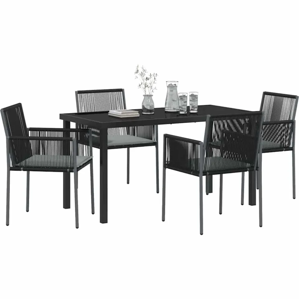 vidaXL Tuin eettafelset 5 st Zwart PE Rattan