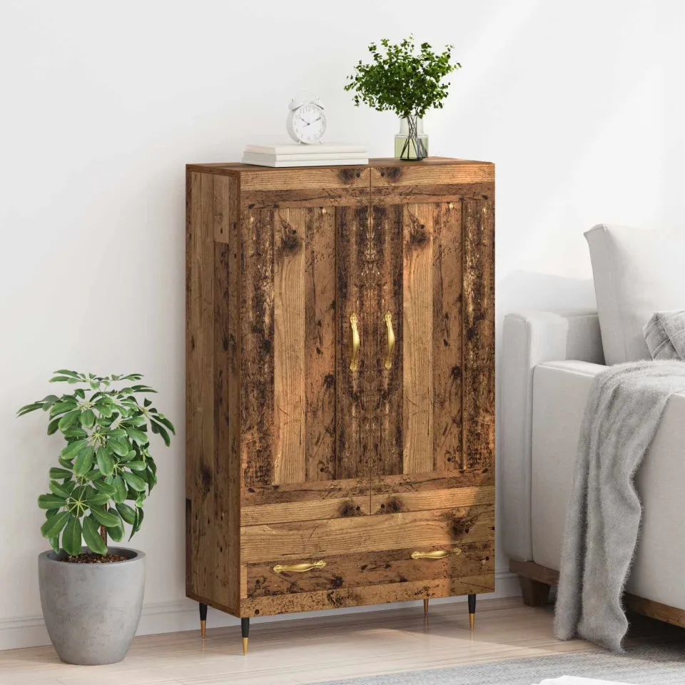 vidaXL Highboard Oud Hout 69,5 x 31 x 115 cm Bewerkt hout bruin, foto 4
