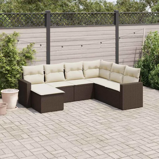 vidaXL 7-delige Loungeset met kussens poly rattan bruin, foto 2