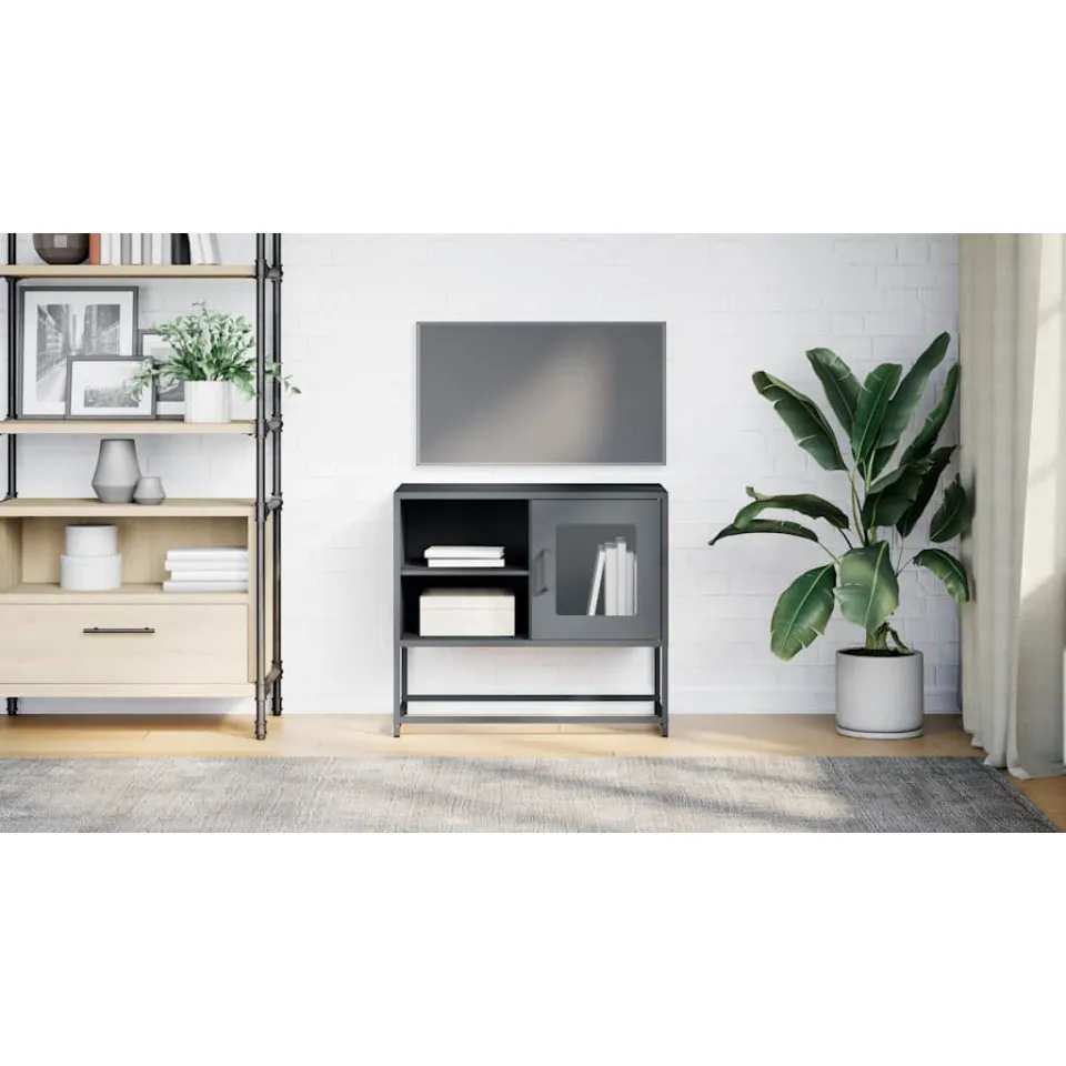 vidaXL Tv-meubel 68x39x60,5 cm staal antracietkleurig, foto 2