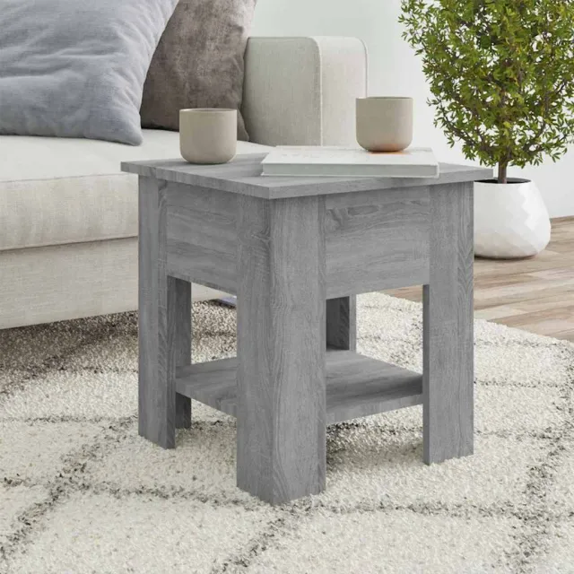 vidaXL Salontafel 40x40x42 cm bewerkt hout grijs sonoma eikenkleurig, foto 2