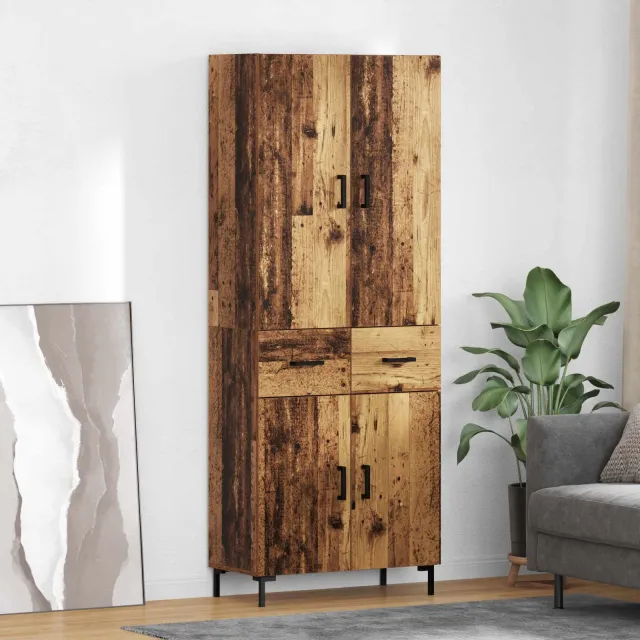 vidaXL Highboard Oud Hout 69,5 x 34 x 180 cm Bewerkt hout bruin, foto 2