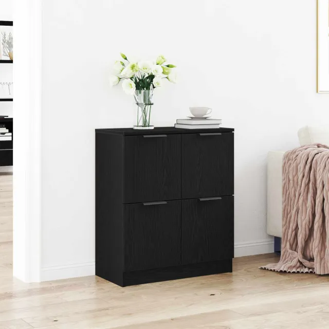 vidaXL Dressoir Zwart Eiken 60 x 30 x 70 cm Bewerkt hout, foto 2