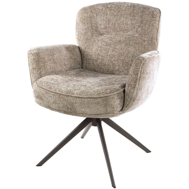 Nest of Nora Set van 2 - Nest of Nora Armstoel Vinja - Draaibaar 360° - Chenille bekleding - Lichtbruin - Pocketvering / draaifauteuil