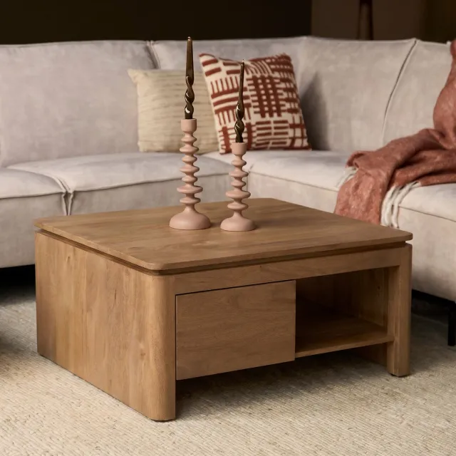 Starfurn Salontafel Dallas Naturel - Bruin - 80x80x40 cm
