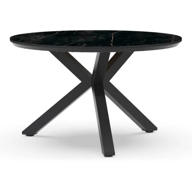 Tierra Outdoor Tuintafel Orbital Marble - Ronde Tuintafel - Aluminium en Trespa - Marmerlook - Ø120cm Antraciet