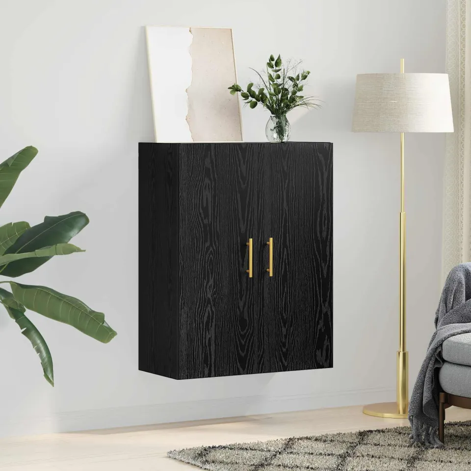 vidaXL Wandkast Zwart Eiken 69,5 x 34 x 90 cm Bewerkt hout, foto 3