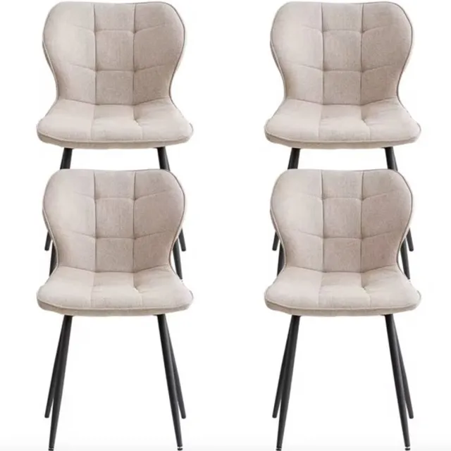 Popalino® Stoelen - Set van 4 stoelen - Eetkamerstoel - Eettafel stoel - Eetstoel - Stoel - Linnen - Beige
