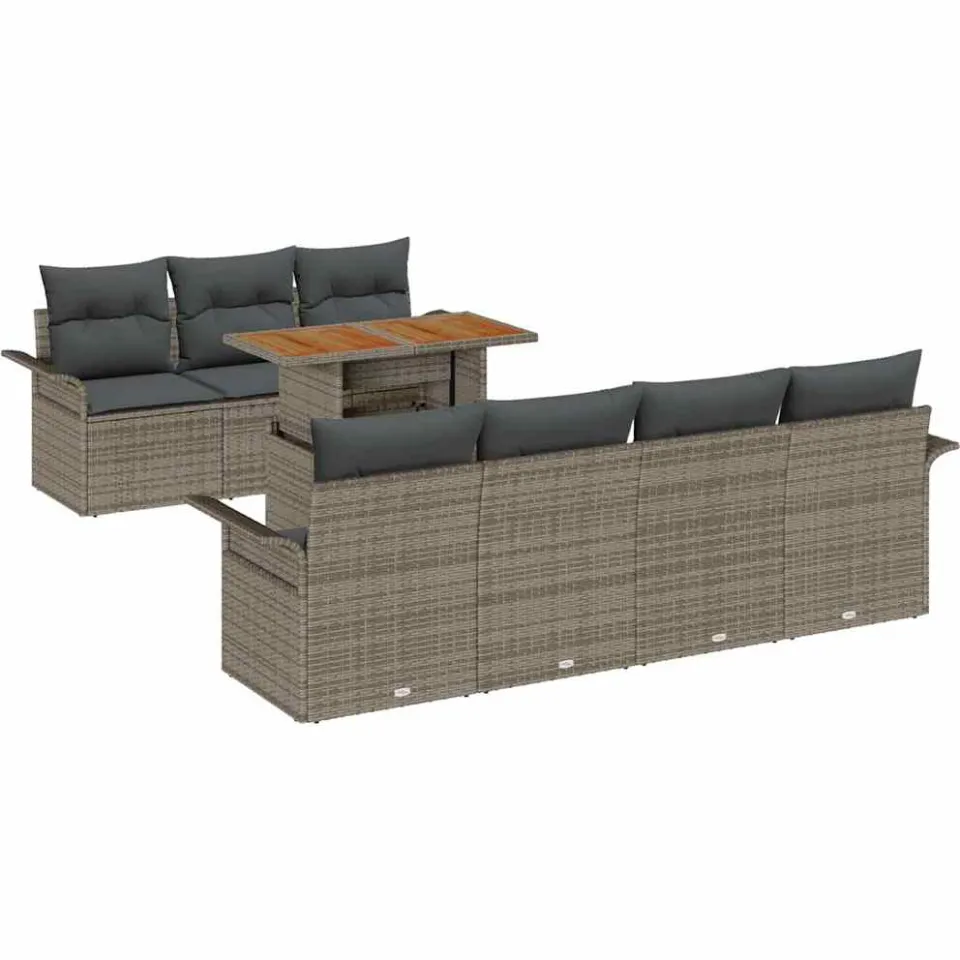 vidaXL Tuin Sofa Set 8 st Grijs Poly riet