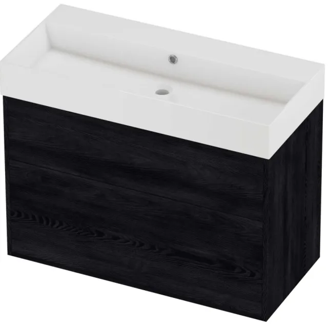 Proline Zara Badmeubelset Porselein Loft 2 Laden 100x46x78 cm Glans Wit Black Oak Eiken