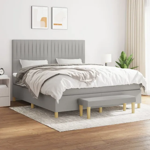 vidaXL Boxspring met matras stof lichtgrijs 160x200 cm grijs