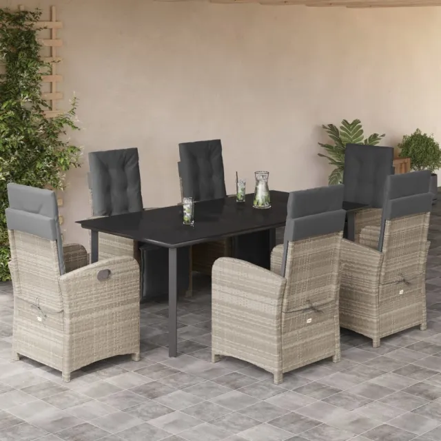 vidaXL 7-delige Tuinset met kussens poly rattan grijs, foto 2