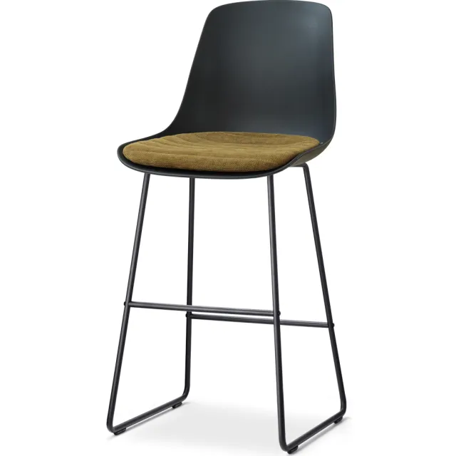 Nolon Nino-Liv barkruk zwart met mosgroen zitkussen - zwart onderstel - 75 cm