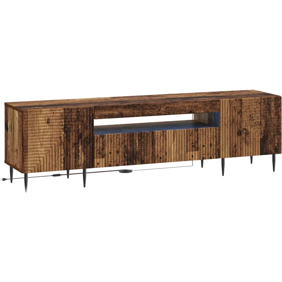 vidaXL LED tv-meubel HAARLEM 153 x 35 x 43 cm Oud hout Bewerkt hout bruin, foto 3