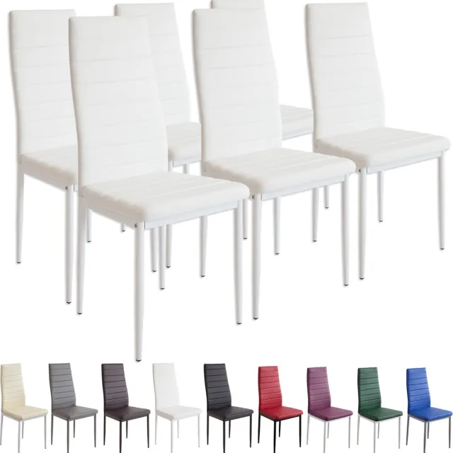 Albatros International Albatros MILANO Eetkamerstoelen set van 6, Wit - Gestoffeerde stoel met kunstleer bekleding - Modern stijlvol design aan de eettafel - Keukenstoel of eetkamerstoel met hoog draagvermogen tot 110kg
