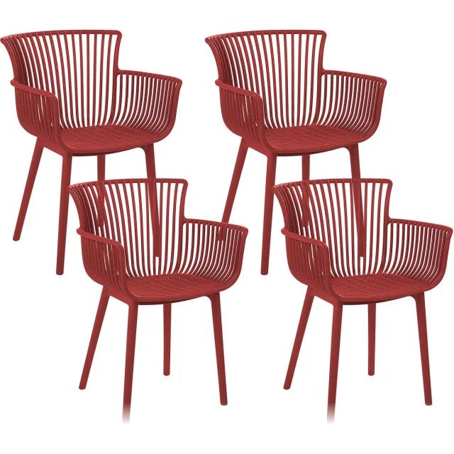 Beliani PESARO - Tuinstoel set van 4 - Rood - Polypropyleen