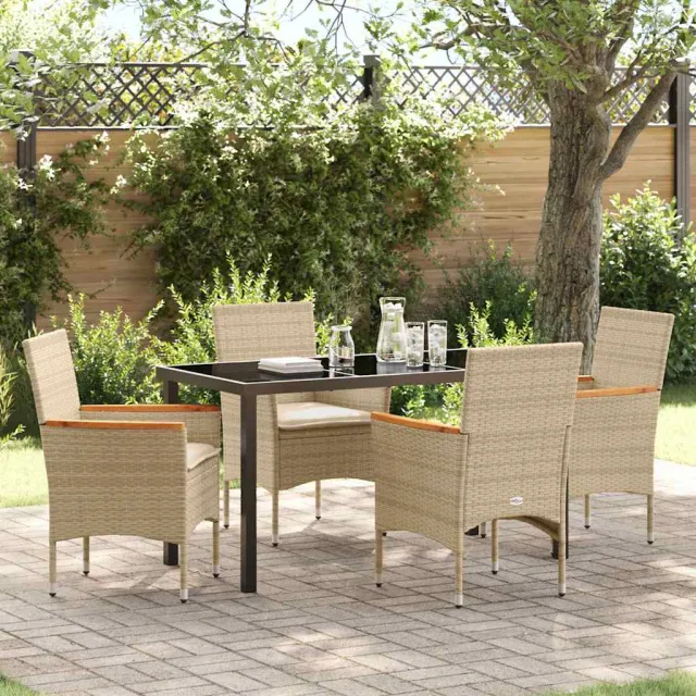 vidaXL Tuin eettafelset 5 st Beige poly rattan