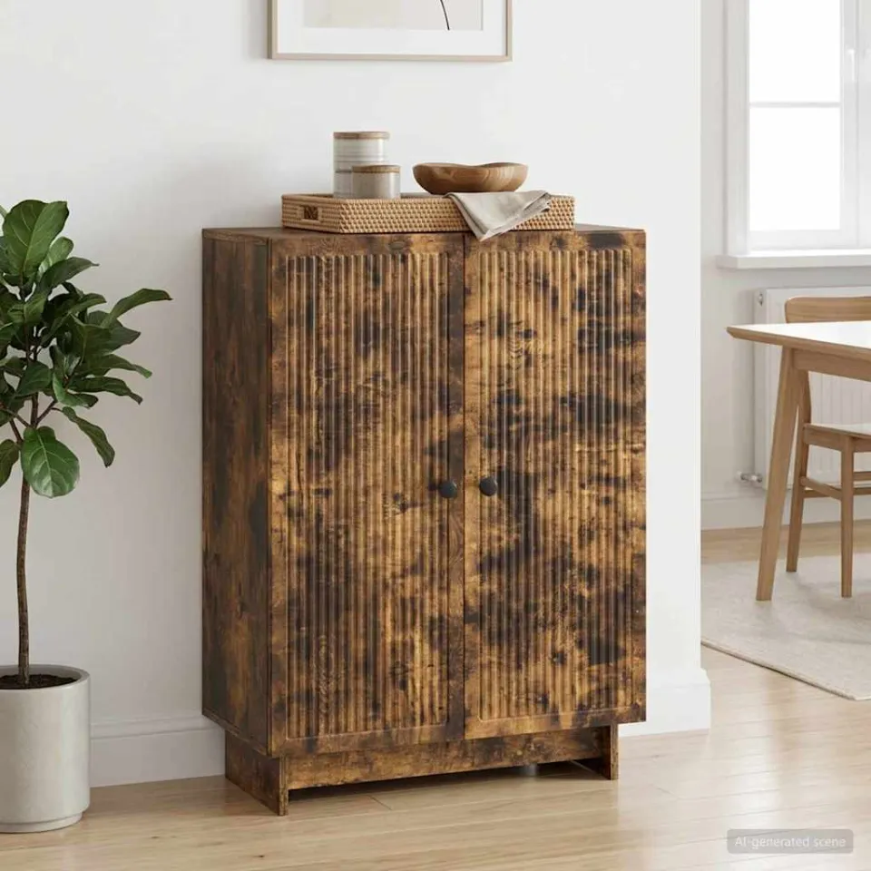 vidaXL Dressoir Gerookt eiken 66 x 34,5 x 90 cm Bewerkt hout, foto 3