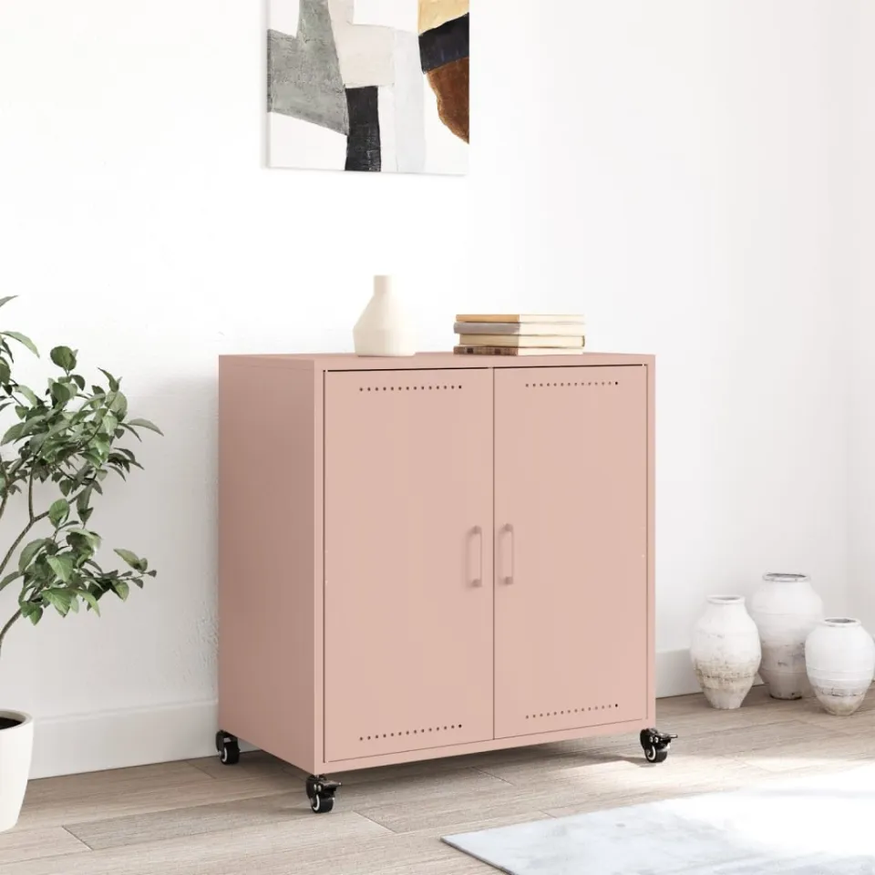 vidaXL Dressoir 68x39x72 cm staal roze, foto 3