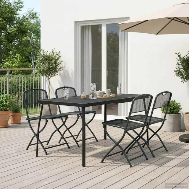 vidaXL Buitenmeubelset 5 st Antracietkleurig Ijzer en Staal, foto 2