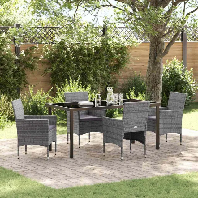vidaXL Tuin eettafelset 5 st Grijs poly rattan, foto 2
