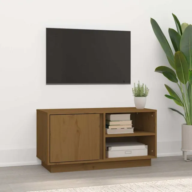vidaXL Tv-meubel 80x35x40,5 cm massief grenenhout honingbruin bruin, foto 2