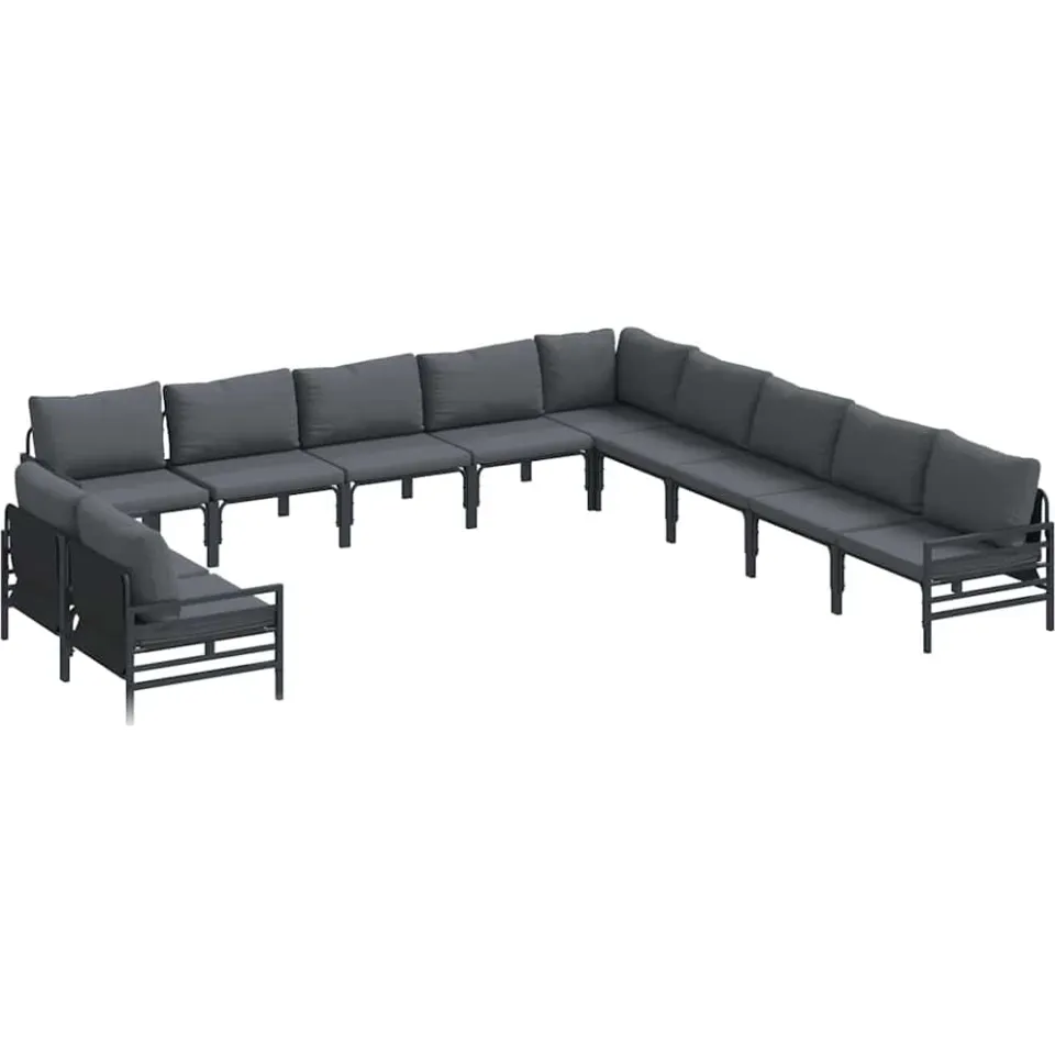 vidaXL Tuinbankenset 11 st Zwart Staal Anthraciet