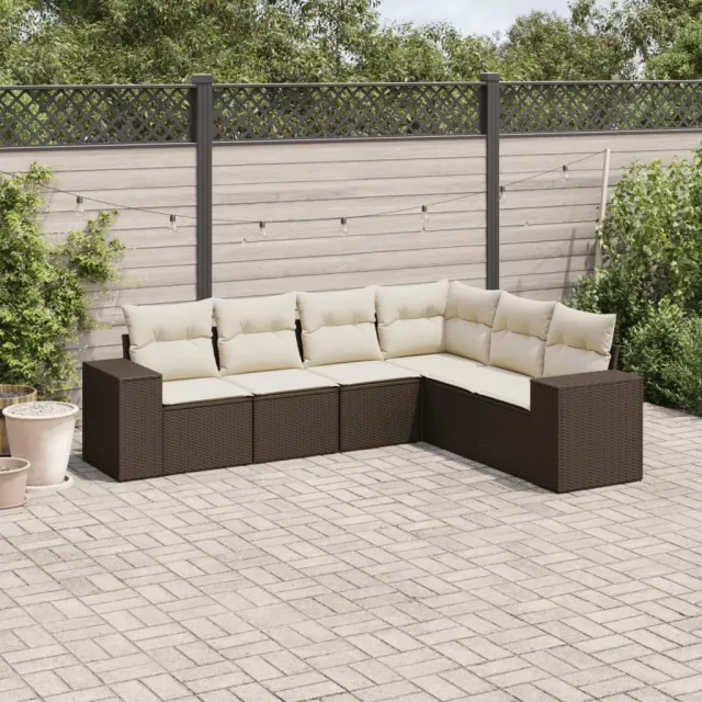 vidaXL 6-delige Loungeset met kussens poly rattan bruin, foto 2