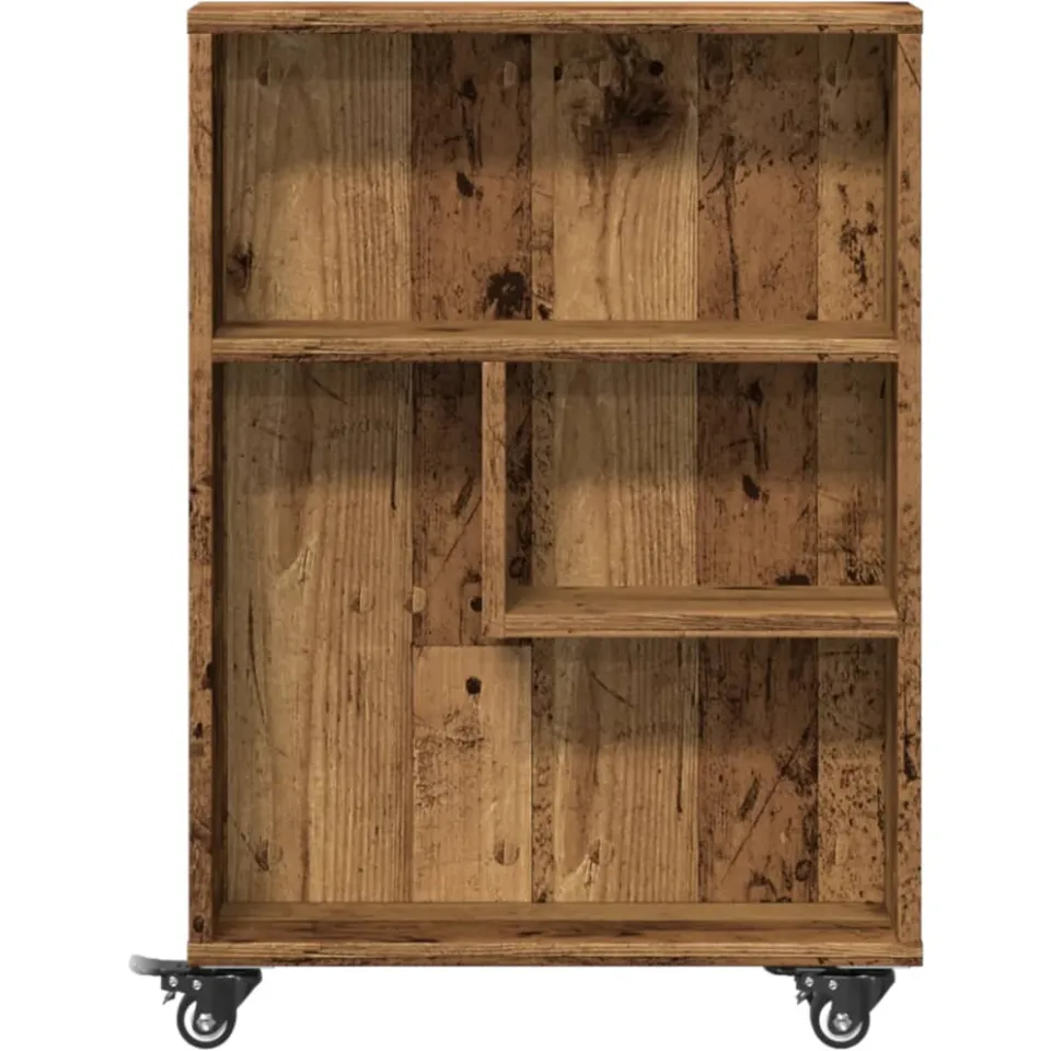 vidaXL Opbergtrolley smal 48x13x68 cm bewerkt hout oud houtkleurig bruin, foto 4
