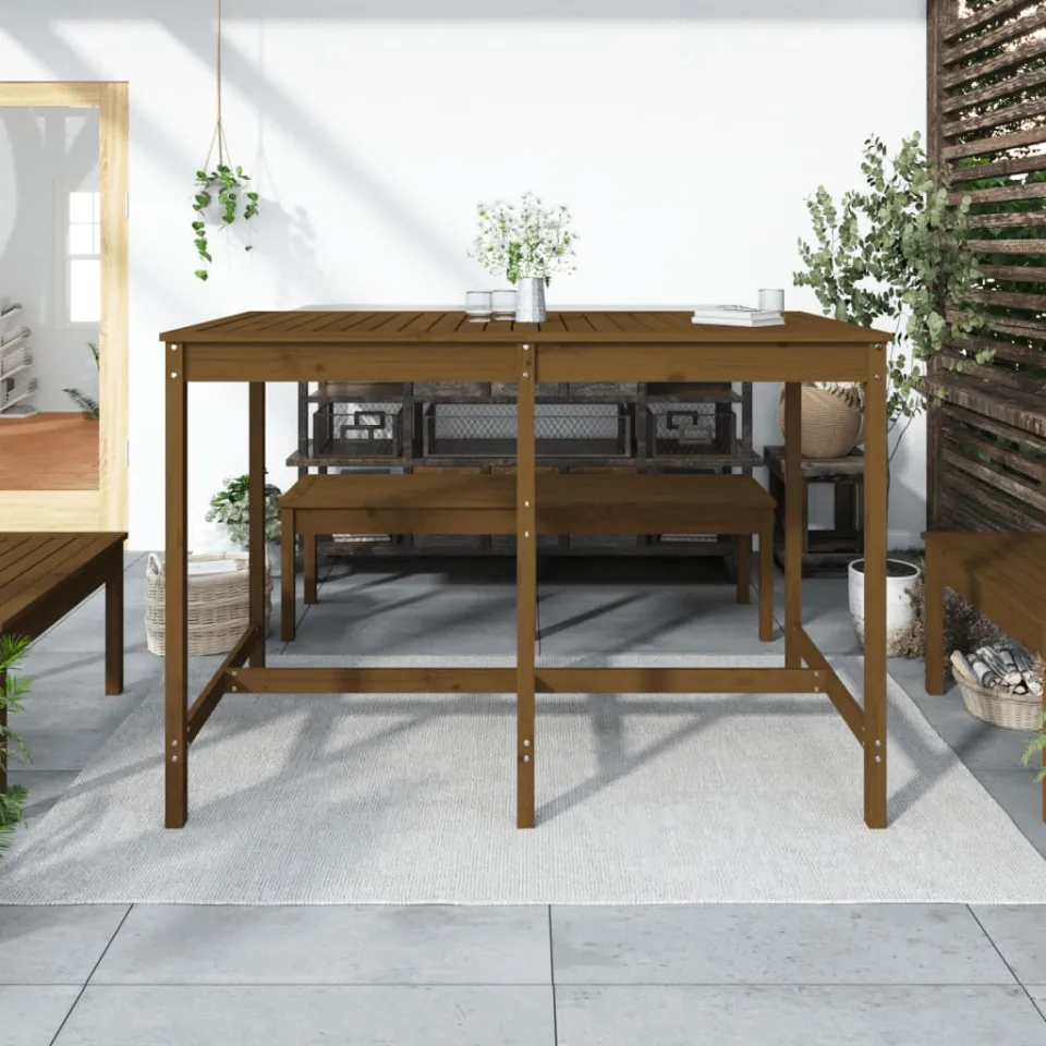vidaXL Tuintafel 159,5x82,5x110 cm massief grenenhout honingbruin bruin, foto 3