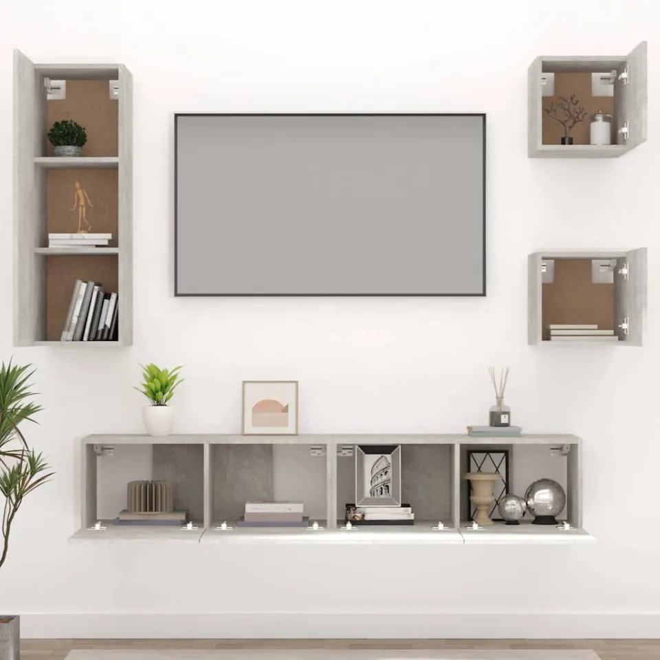 vidaXL 5-delige Tv-meubelset bewerkt hout betongrijs grijs, foto 3